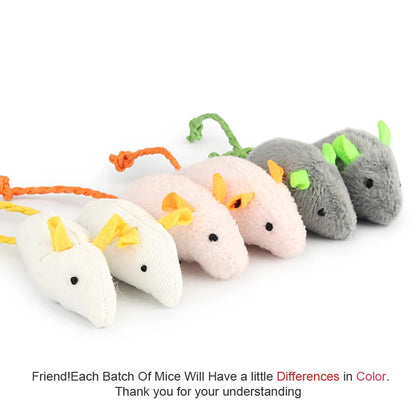 Set of 6 Plush Catnip Mice Toys for Cats and Kittens