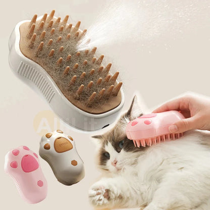 Electric Pet Grooming Steam Brush - 3-in-1 Water Spray Comb for Cats and Dogs, USB Rechargeable