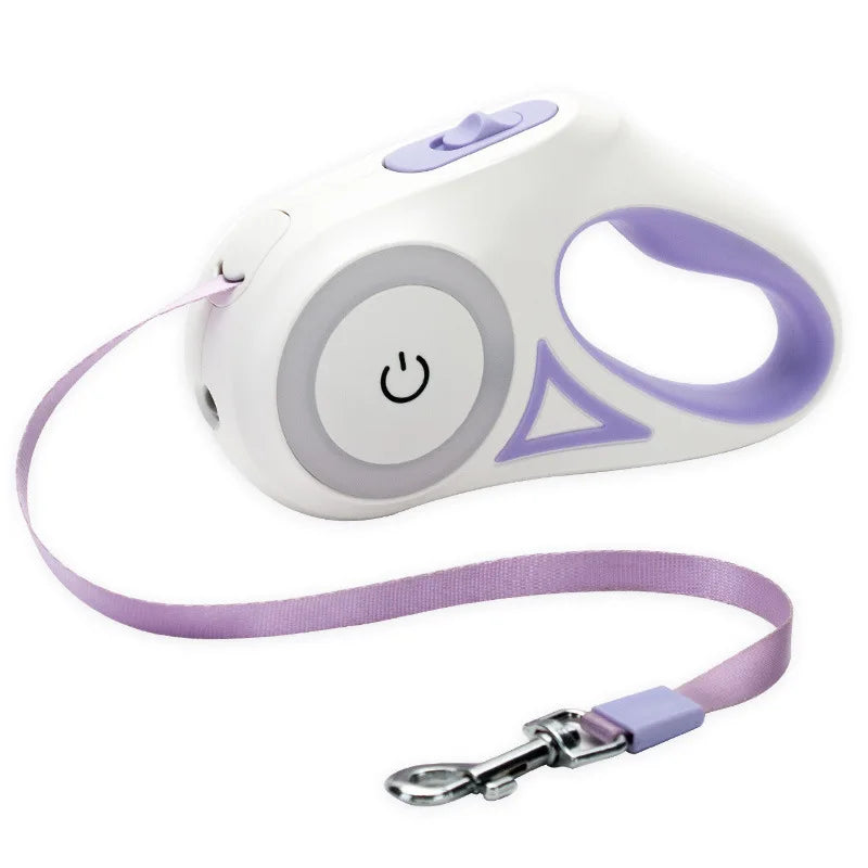 Premium Automatic Retractable Nylon Dog Leash with Integrated LED Lights - Durable Pet Walking Traction Rope
