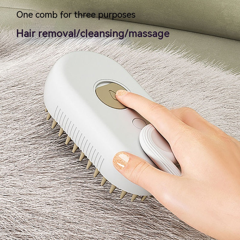 3-in-1 Electric Pet Grooming Brush with Steam Spray for Cats and Dogs - Hair Removal and Massage Comb