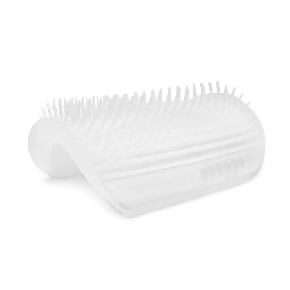 Corner Cat Grooming Brush and Scratch Toy with Arch Massager and Plastic Bristles