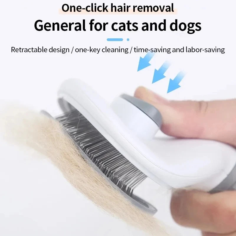 Self-Cleaning Pet Hair Removal Comb for Cats and Dogs - Professional Slicker Brush and Grooming Tool