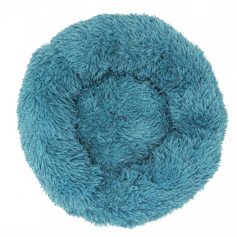 Luxury Plush Round Pet Bed for Dogs and Cats - Calming Donut Design for All Sizes