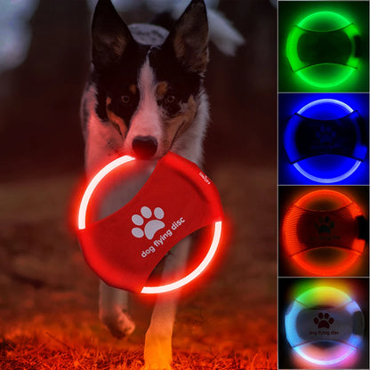 LED Illuminated Dog Flying Discs - Engaging Training Toy for Pets