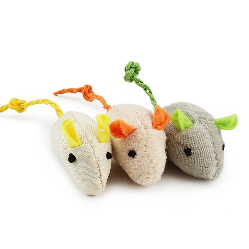 Set of 6 Plush Catnip Mice Toys for Cats and Kittens