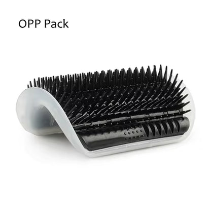 Corner Cat Grooming Brush and Scratch Toy with Arch Massager and Plastic Bristles