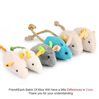 Set of 6 Plush Catnip Mice Toys for Cats and Kittens