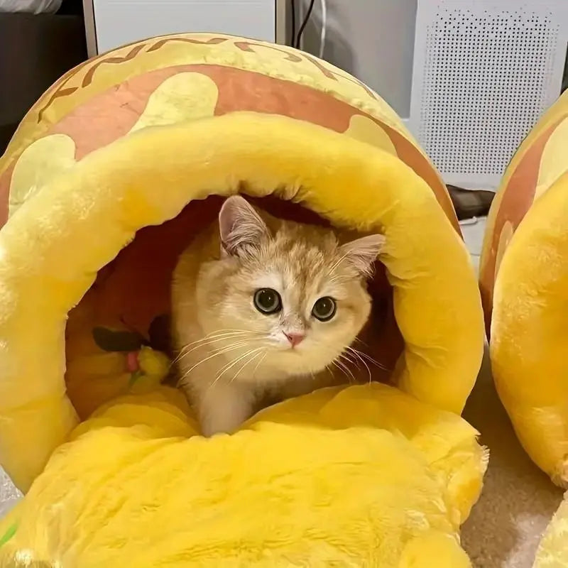 Honey Pot Design Cat and Dog House - Plush Washable Pet Bed for Indoor Use, 1 Count