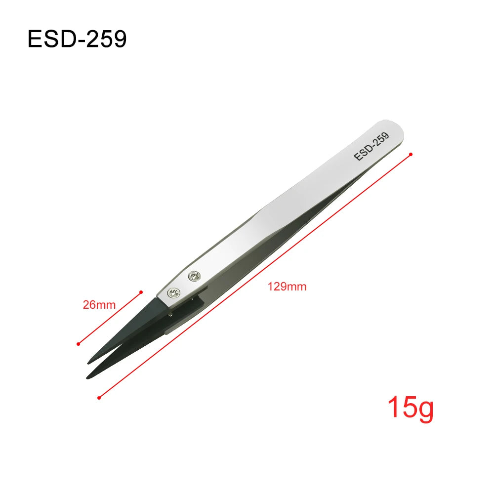 Precision Stainless Steel Anti-Static Curved and Straight Tip Tweezers Set for Electronics and Phone Repair