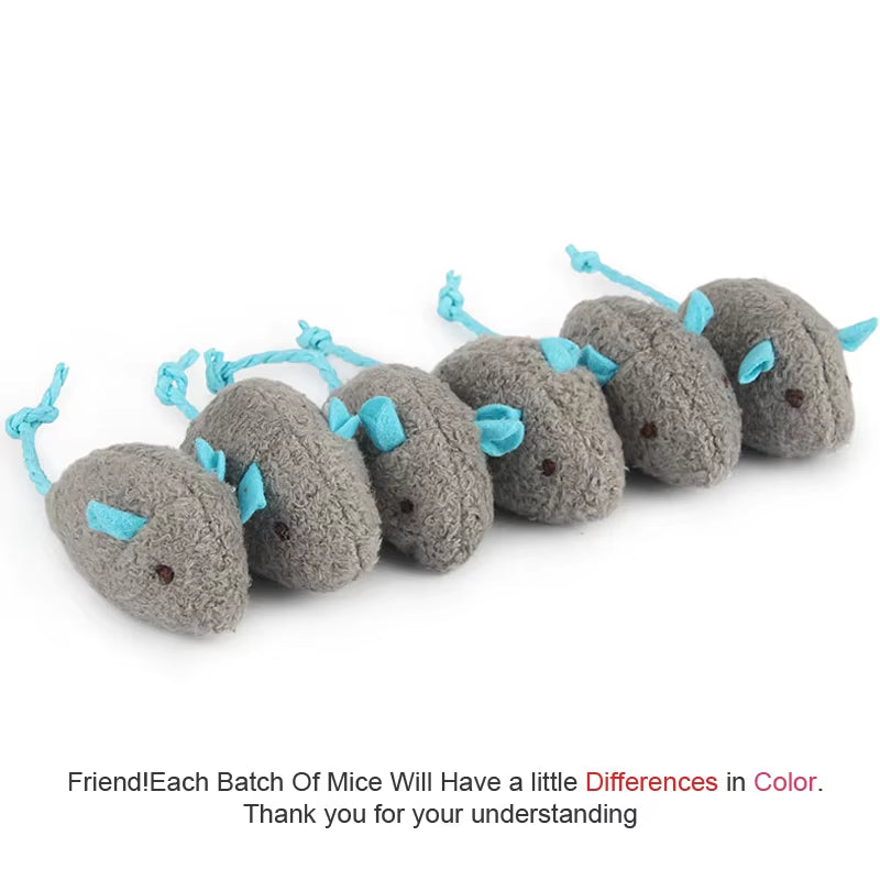 Set of 6 Plush Catnip Mice Toys for Cats and Kittens