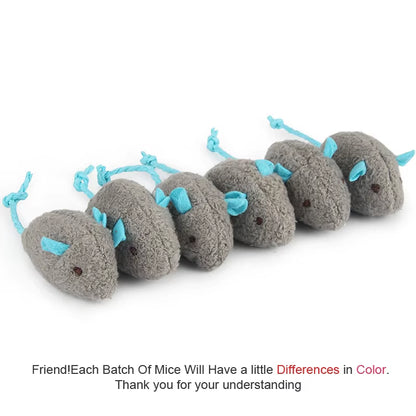 Set of 6 Plush Catnip Mice Toys for Cats and Kittens