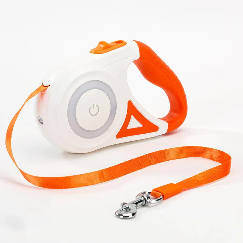 Premium Automatic Retractable Nylon Dog Leash with Integrated LED Lights - Durable Pet Walking Traction Rope