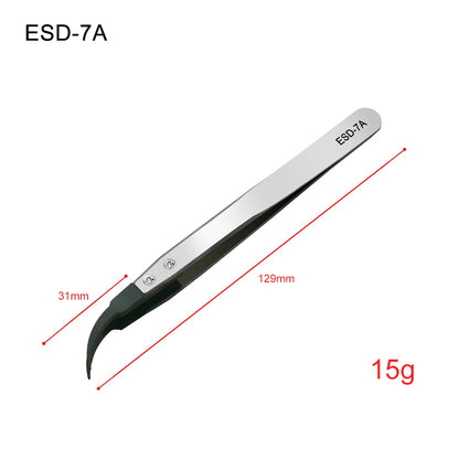 Precision Stainless Steel Anti-Static Curved and Straight Tip Tweezers Set for Electronics and Phone Repair