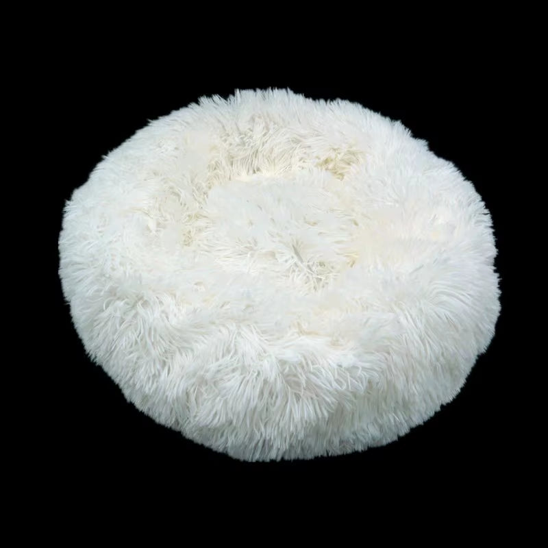 Luxury Plush Round Pet Bed for Dogs and Cats - Calming Donut Design for All Sizes