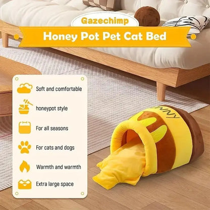 Honey Pot Design Cat and Dog House - Plush Washable Pet Bed for Indoor Use, 1 Count