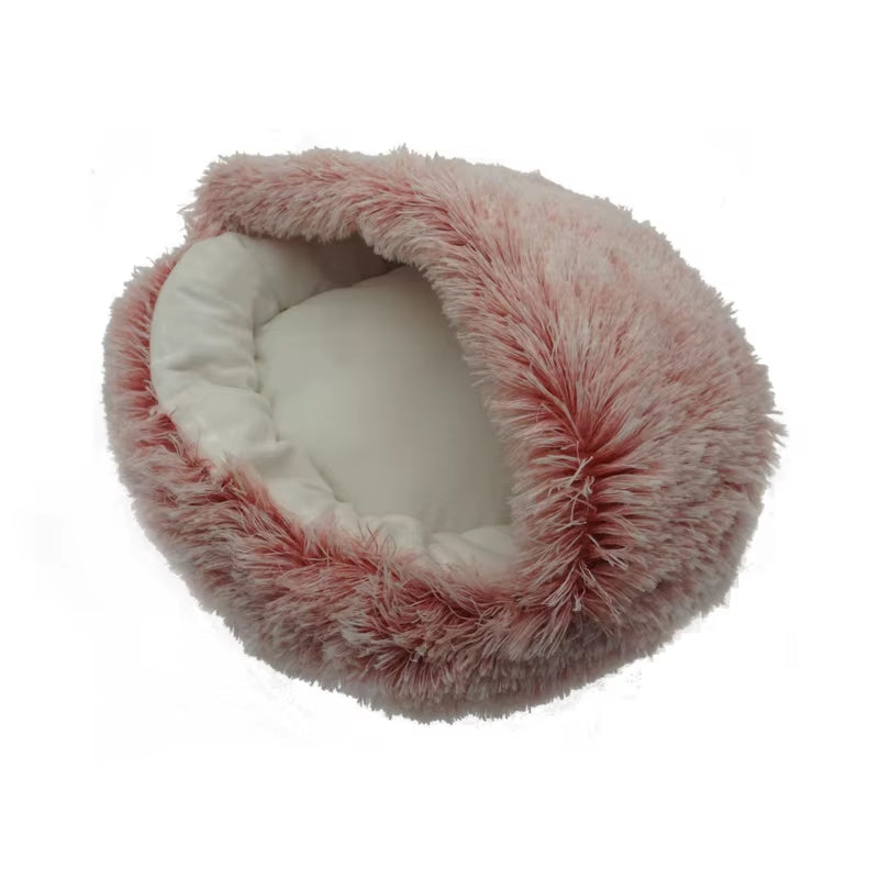 Premium 2-in-1 Winter Cat Bed and Dog Bed - Round Plush Warm Sleeping Bag Sofa Cushion Nest for Small Pets