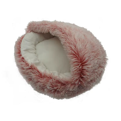Premium 2-in-1 Winter Cat Bed and Dog Bed - Round Plush Warm Sleeping Bag Sofa Cushion Nest for Small Pets