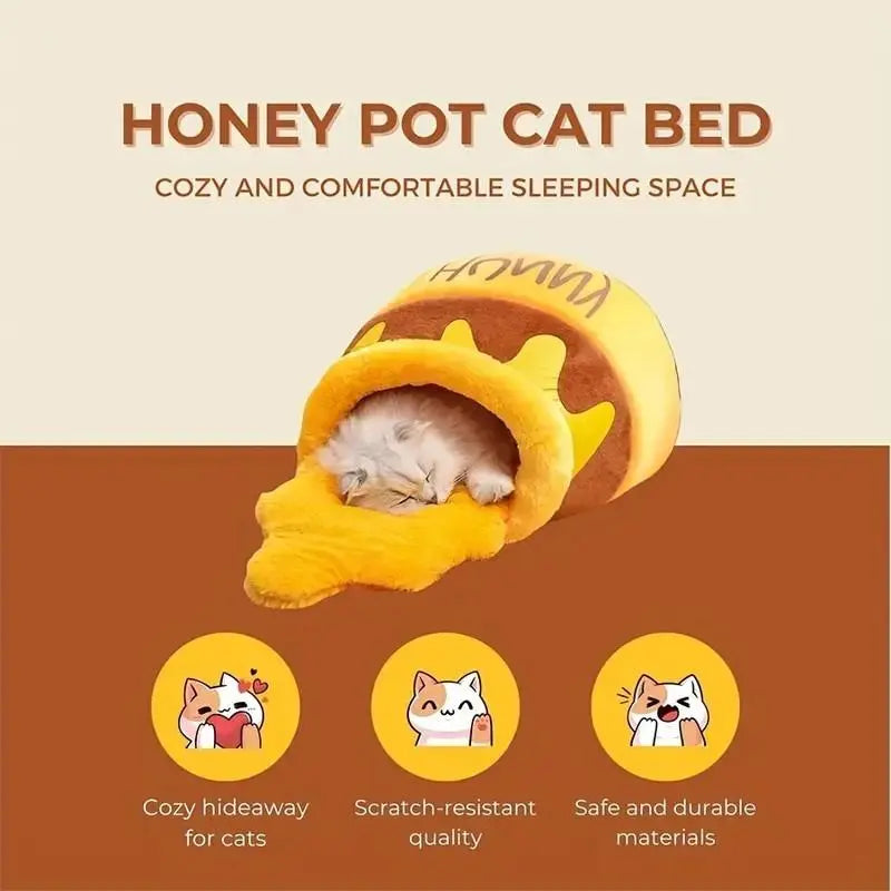 Honey Pot Design Cat and Dog House - Plush Washable Pet Bed for Indoor Use, 1 Count
