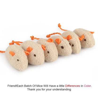 Set of 6 Plush Catnip Mice Toys for Cats and Kittens