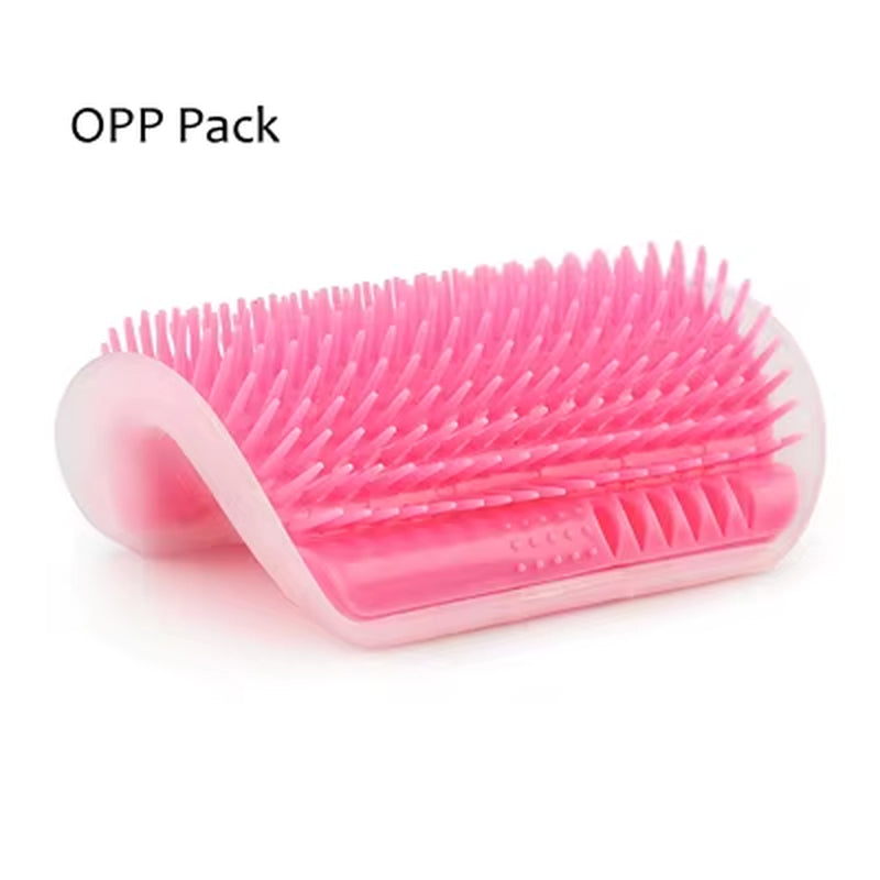 Corner Cat Grooming Brush and Scratch Toy with Arch Massager and Plastic Bristles