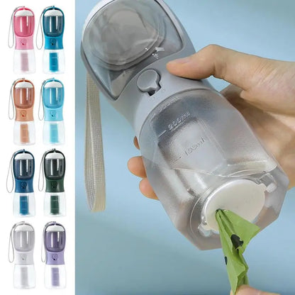 Portable 3-in-1 Dog Water Cup with Food Compartment and Waste Bag Dispenser - Multi-Functional Pet Supplies