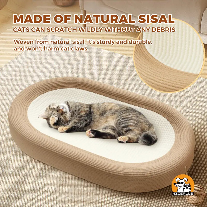 NICEPLUS Multi-Purpose Sisal Cat Scratcher Lounge Bed - 24x15x3.5 Inch Anti-Slip Indoor Furniture for Dogs and Cats