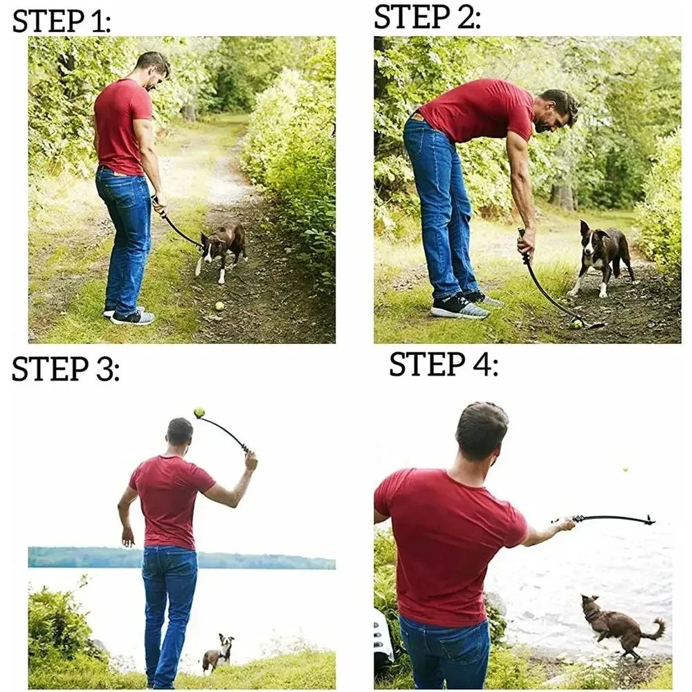 Pet Tennis Launcher and Throwing Stick for Dogs - Outdoor Training Toys and Supplies