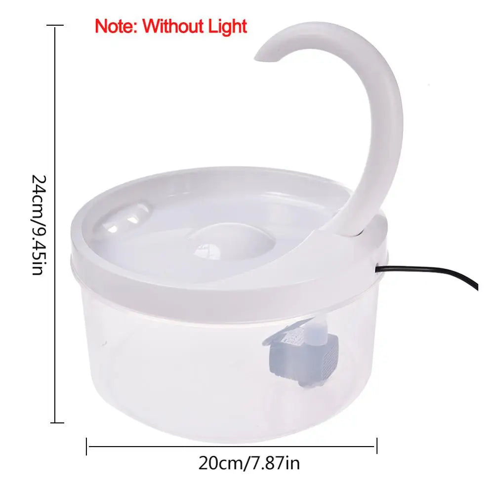 2L LED Blue Light USB-Powered Automatic Pet Water Fountain with Filtration System for Cats and Dogs