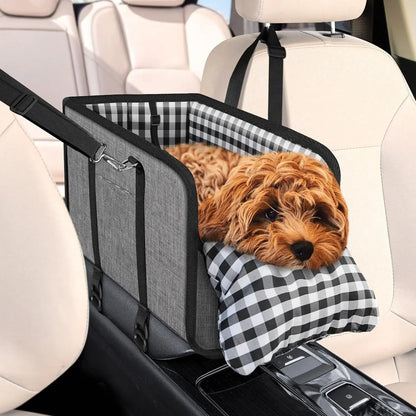Premium Center Console Dog Car Seat - Anxiety-Relief Booster Seat for Small Pets, Ultra-Safe Armrest Bed for Travel, Comfortable and Secure Car Seat for Small Dogs and Cats