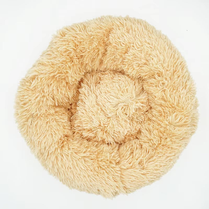 Luxury Plush Round Pet Bed for Dogs and Cats - Calming Donut Design for All Sizes