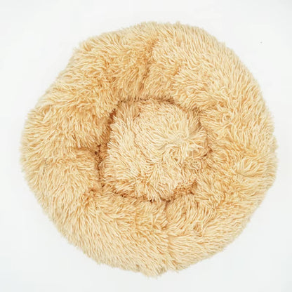Luxury Plush Round Pet Bed for Dogs and Cats - Calming Donut Design for All Sizes