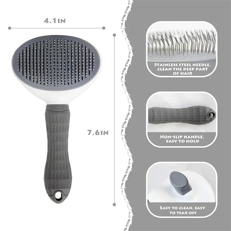 Self-Cleaning Pet Hair Removal Comb for Cats and Dogs - Professional Slicker Brush and Grooming Tool