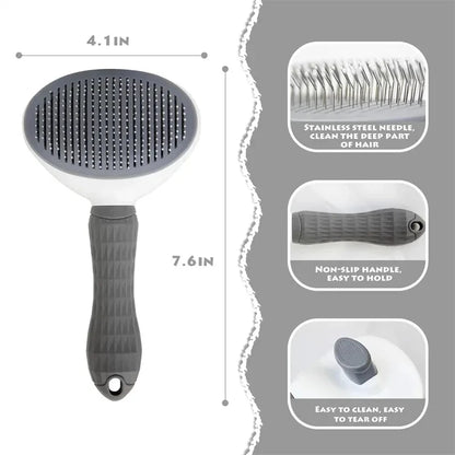 Self-Cleaning Pet Hair Removal Comb for Cats and Dogs - Professional Slicker Brush and Grooming Tool
