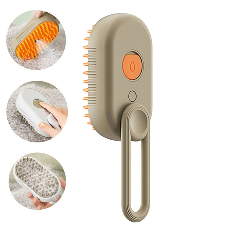 3-in-1 Electric Pet Grooming Brush with Steam Spray for Cats and Dogs - Hair Removal and Massage Comb