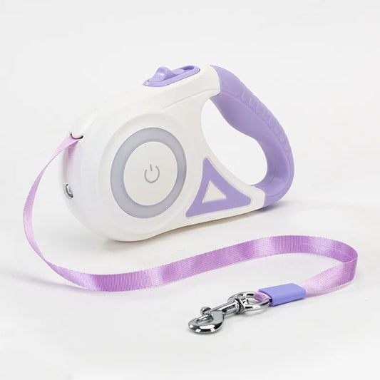 Premium Automatic Retractable Nylon Dog Leash with Integrated LED Lights - Durable Pet Walking Traction Rope