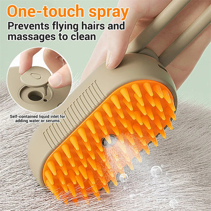 3-in-1 Electric Pet Grooming Brush with Steam Spray for Cats and Dogs - Hair Removal and Massage Comb