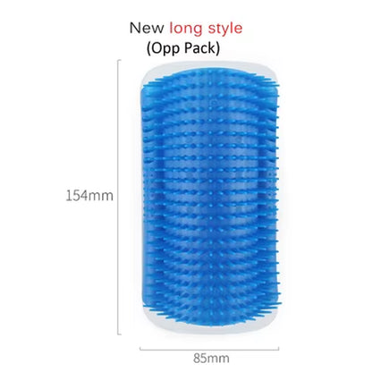 Corner Cat Grooming Brush and Scratch Toy with Arch Massager and Plastic Bristles