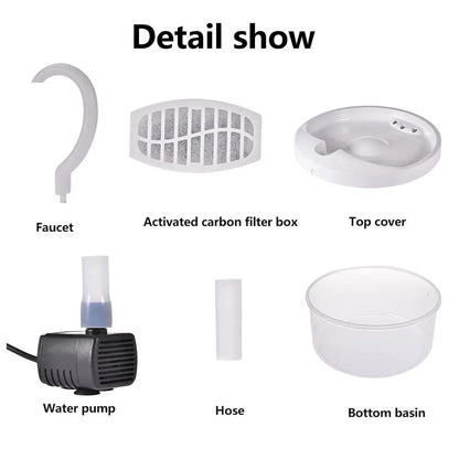 2L LED Blue Light USB-Powered Automatic Pet Water Fountain with Filtration System for Cats and Dogs