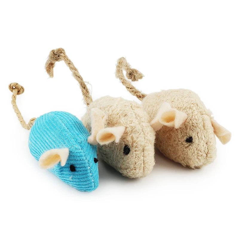 Set of 6 Plush Catnip Mice Toys for Cats and Kittens